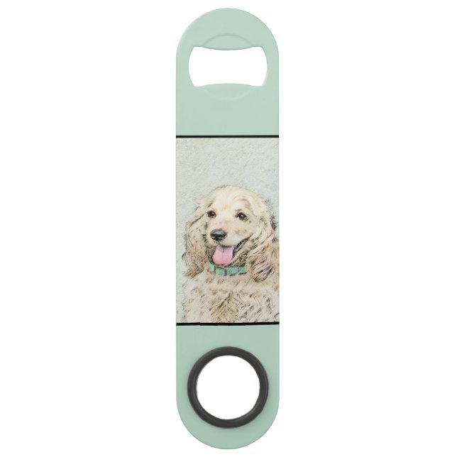 Cocker Spaniel Buff Painting - Original Dog Art Bar Key (Back)