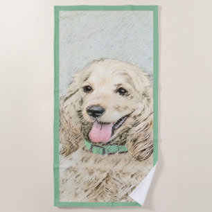 Cocker Spaniel Buff Painting - Original Dog Art Beach Towel
