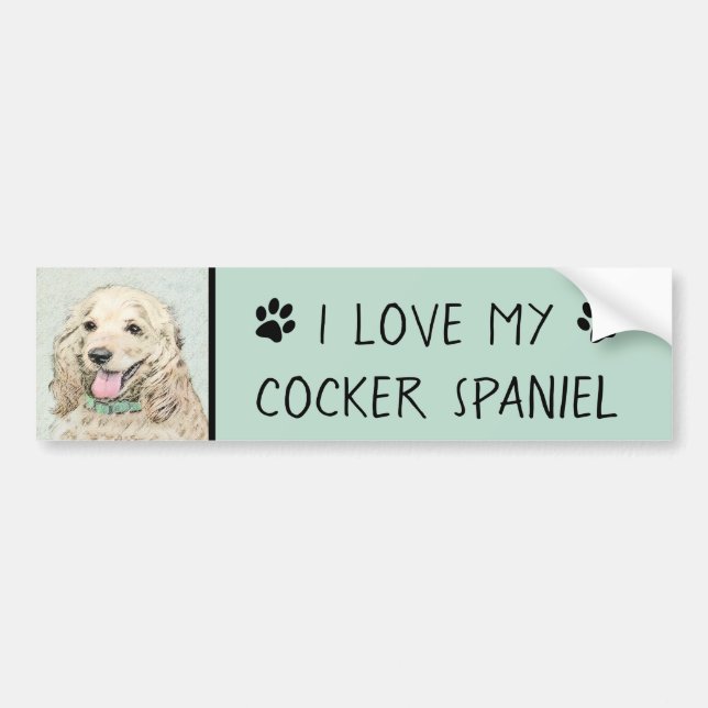 Cocker Spaniel Buff Painting - Original Dog Art Bumper Sticker (Front)