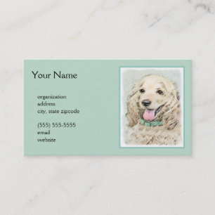 Cocker Spaniel Buff Painting - Original Dog Art Business Card