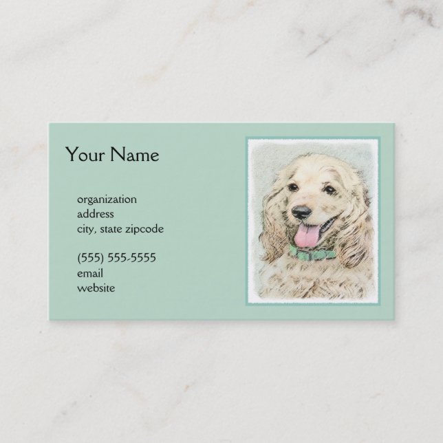 Cocker Spaniel Buff Painting - Original Dog Art Business Card (Front)