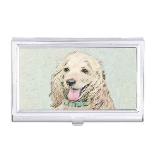 Cocker Spaniel Buff Painting _ Original Dog Art Business Card Case