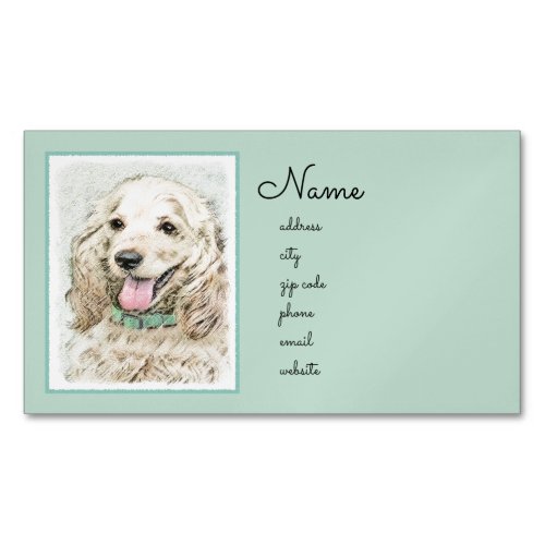 Cocker Spaniel Buff Painting _ Original Dog Art Business Card Magnet