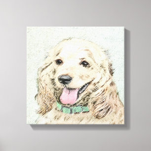 Cocker Spaniel Buff Painting - Original Dog Art Canvas Print