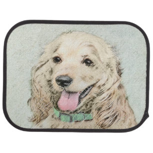Cocker Spaniel Buff Painting - Original Dog Art Car Mat