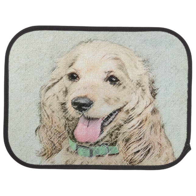 Cocker Spaniel Buff Painting - Original Dog Art Car Mat (Rear)