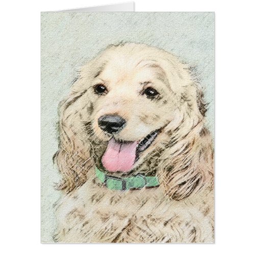Cocker Spaniel Buff Painting _ Original Dog Art Card