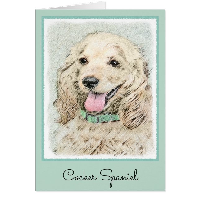 Cocker Spaniel Buff Painting - Original Dog Art Cards (Front)