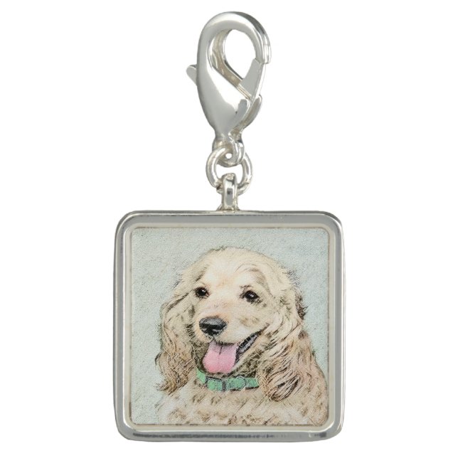 Cocker Spaniel Buff Painting - Original Dog Art Charm (Front)