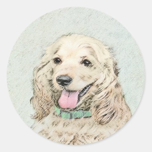 Cocker Spaniel Buff Painting _ Original Dog Art Classic Round Sticker