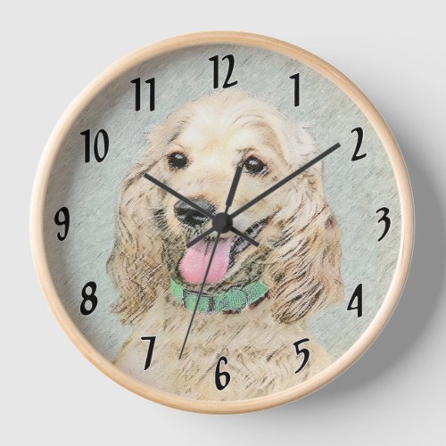 Cocker Spaniel Buff Painting _ Original Dog Art Clock