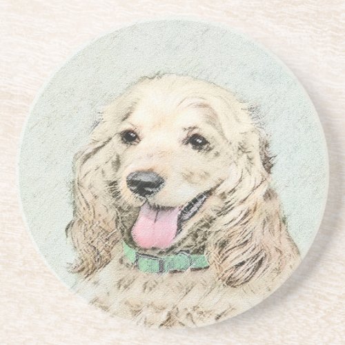 Cocker Spaniel Buff Painting _ Original Dog Art Coaster