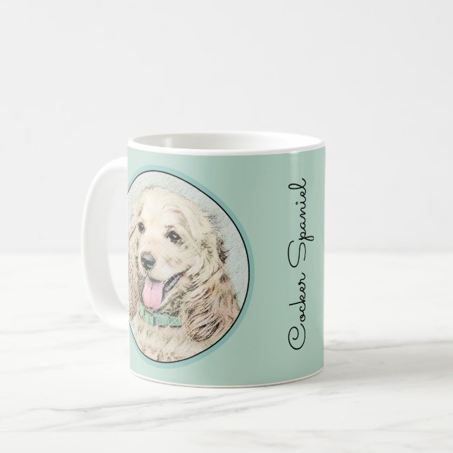 Cocker Spaniel Buff Painting - Original Dog Art Coffee Mug (Front Left)