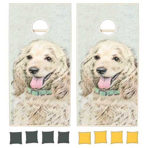 Cocker Spaniel Buff Painting _ Original Dog Art Cornhole Set