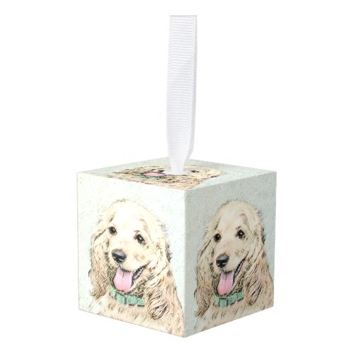 Cocker Spaniel Buff Painting _ Original Dog Art Cube Ornament