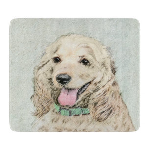 Cocker Spaniel Buff Painting - Original Dog Art Cutting Board
