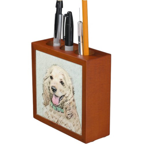 Cocker Spaniel Buff Painting _ Original Dog Art Desk Organizer