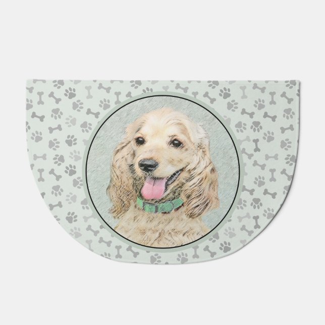 Cocker Spaniel Buff Painting - Original Dog Art Doormat (Front)