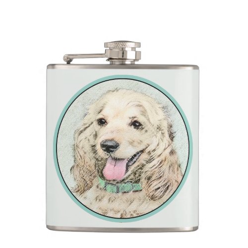 Cocker Spaniel Buff Painting _ Original Dog Art Flask