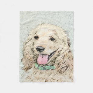 Cocker Spaniel Buff Painting - Original Dog Art Fleece Blanket