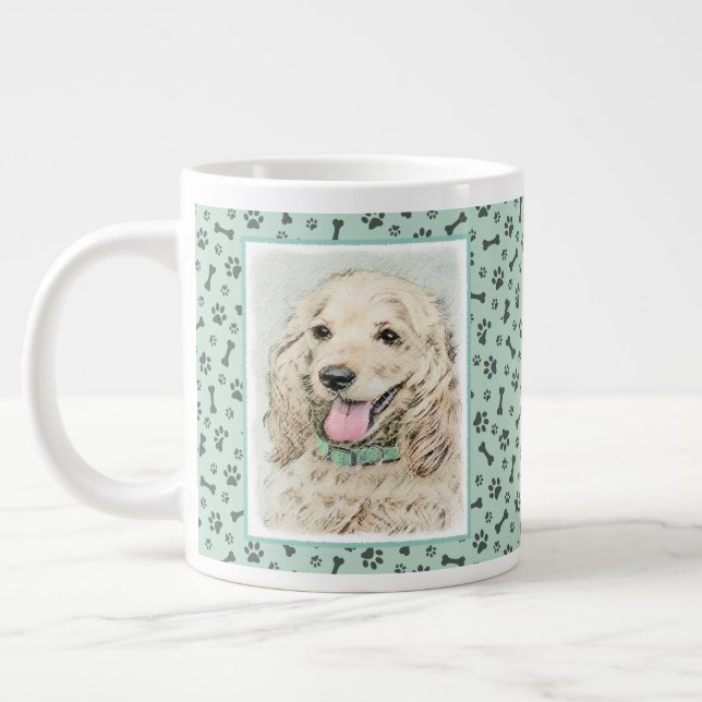 Cocker Spaniel Buff Painting - Original Dog Art Giant Coffee Mug (Left)