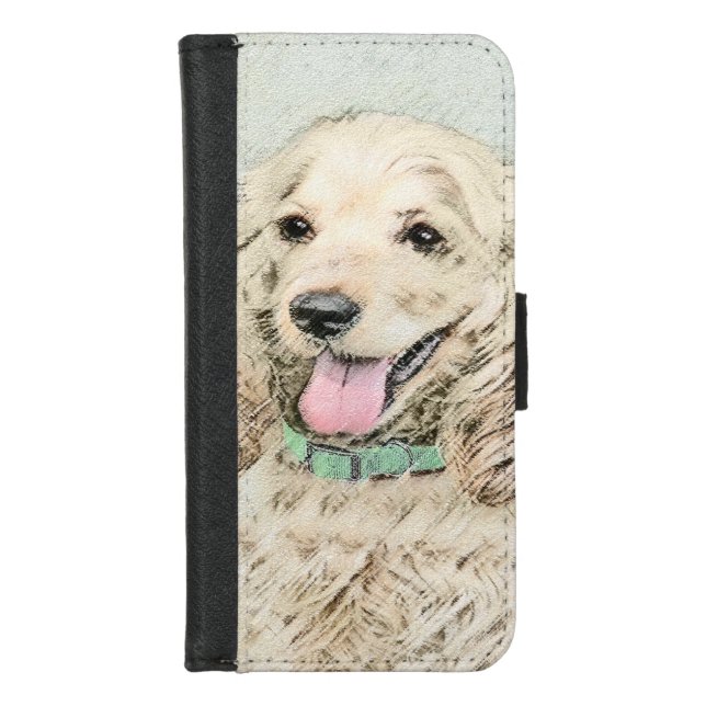 Cocker Spaniel Buff Painting - Original Dog Art iPhone Wallet Case (Front)