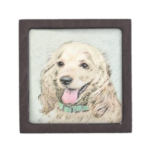 Cocker Spaniel Buff Painting _ Original Dog Art Jewelry Box