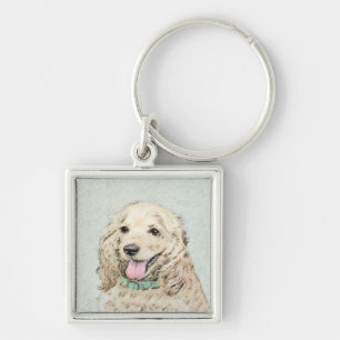 Cocker Spaniel Buff Painting - Original Dog Art Keychain