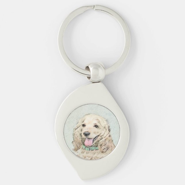 Cocker Spaniel Buff Painting - Original Dog Art Keychain (Front)