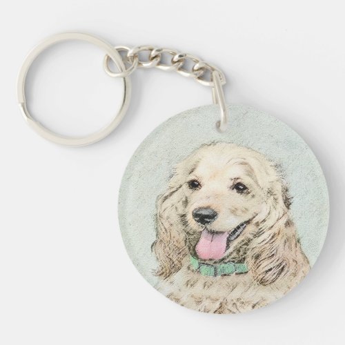 Cocker Spaniel Buff Painting _ Original Dog Art Keychain