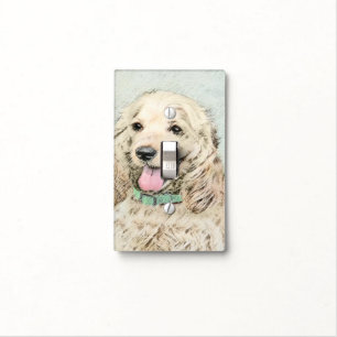 Cocker Spaniel Buff Painting - Original Dog Art Light Switch Cover