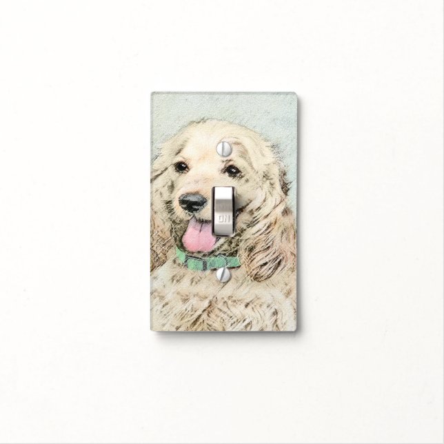 Cocker Spaniel Buff Painting - Original Dog Art Light Switch Cover (In Situ)