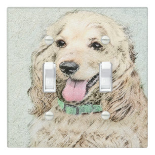 Cocker Spaniel Buff Painting - Original Dog Art Light Switch Cover