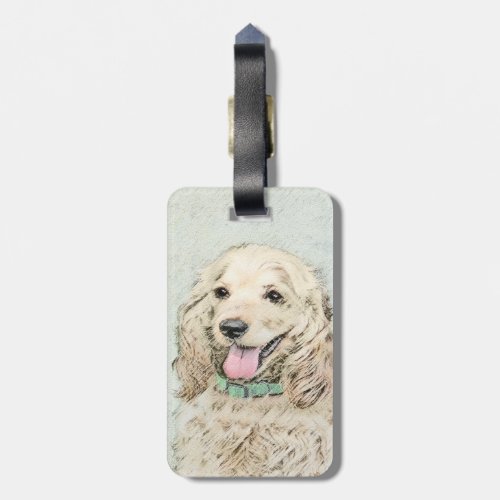 Cocker Spaniel Buff Painting _ Original Dog Art Luggage Tag