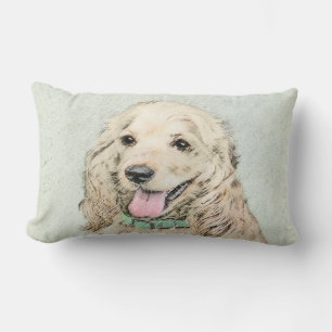 Cocker Spaniel Buff Painting - Original Dog Art Lumbar Pillow