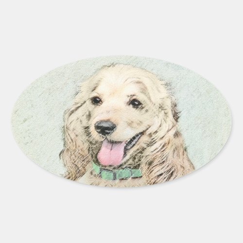 Cocker Spaniel Buff Painting _ Original Dog Art Oval Sticker