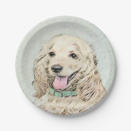 Cocker Spaniel Buff Painting _ Original Dog Art Paper Plates