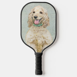 Cocker Spaniel Buff Painting - Original Dog Art Pickleball Paddle