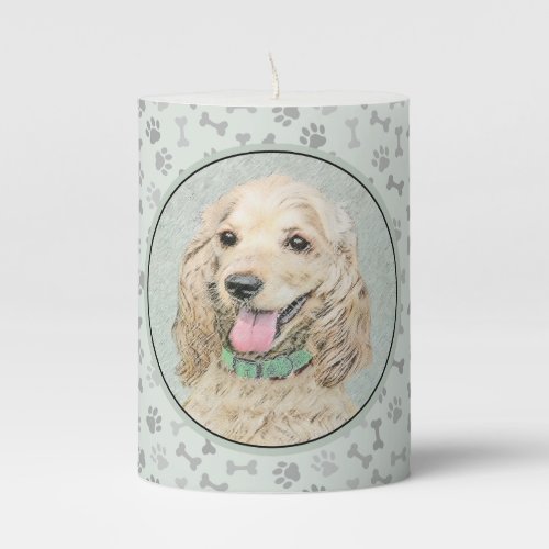 Cocker Spaniel Buff Painting _ Original Dog Art Pillar Candle