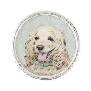 Cocker Spaniel Buff Painting - Original Dog Art Pin