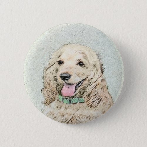Cocker Spaniel Buff Painting _ Original Dog Art Pinback Button