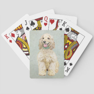 Cocker Spaniel Buff Painting - Original Dog Art Poker Cards