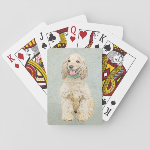 Cocker Spaniel Buff Painting _ Original Dog Art Poker Cards