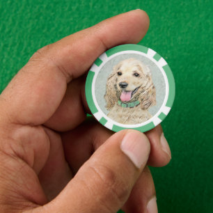 Cocker Spaniel Buff Painting - Original Dog Art Poker Chips