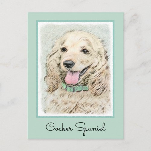 Cocker Spaniel Buff Painting _ Original Dog Art Postcard