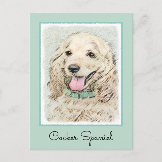 Cocker Spaniel Buff Painting - Original Dog Art Postcard (Front)