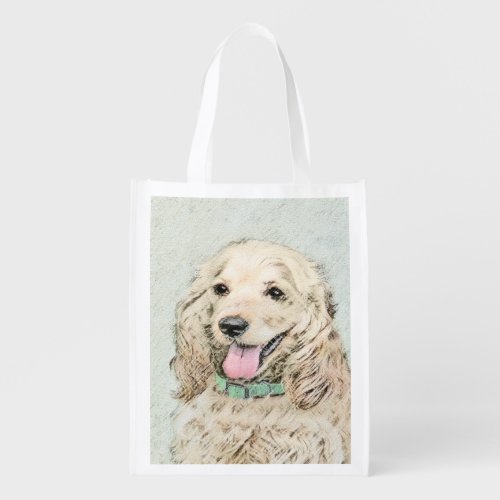 Cocker Spaniel Buff Painting _ Original Dog Art Reusable Grocery Bag