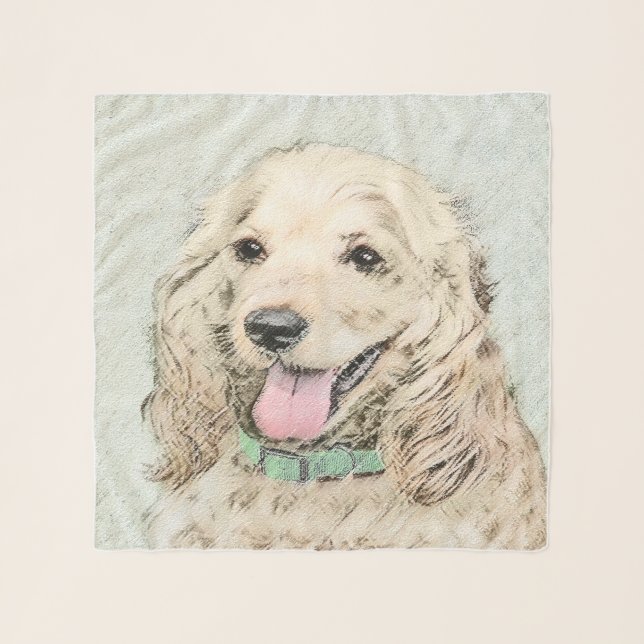 Cocker Spaniel Buff Painting - Original Dog Art Scarf (Front (Horizontal))