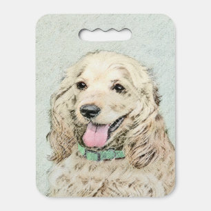 Cocker Spaniel Buff Painting - Original Dog Art Seat Cushion