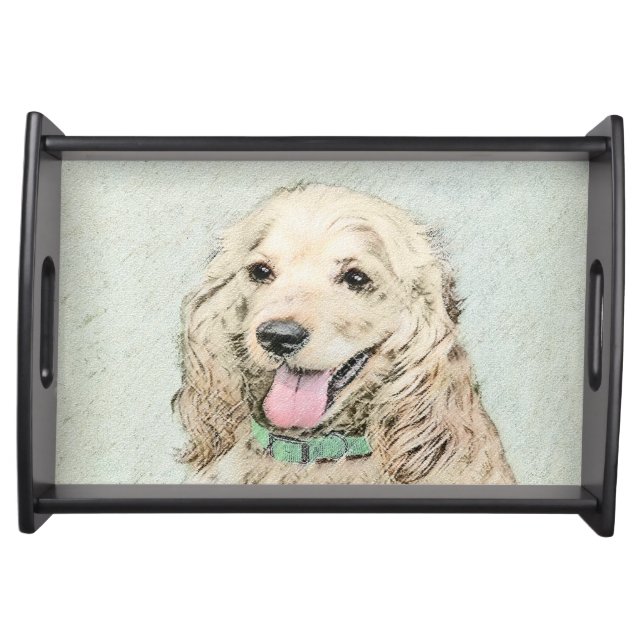 Cocker Spaniel Buff Painting - Original Dog Art Serving Tray (Front)